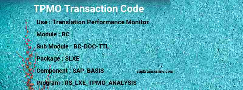 SAP TPMO transaction code