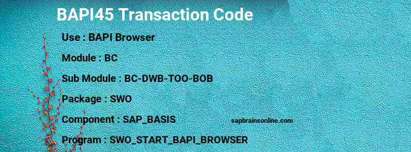 SAP BAPI45 transaction code
