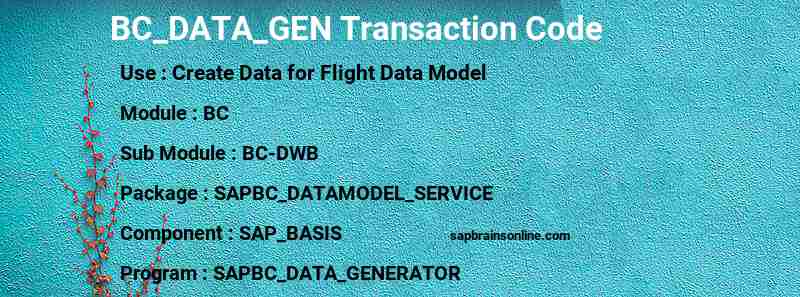 SAP BC_DATA_GEN transaction code
