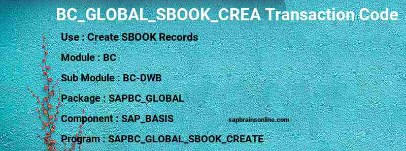 SAP BC_GLOBAL_SBOOK_CREA transaction code