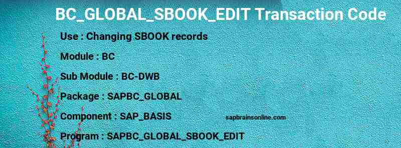 SAP BC_GLOBAL_SBOOK_EDIT transaction code