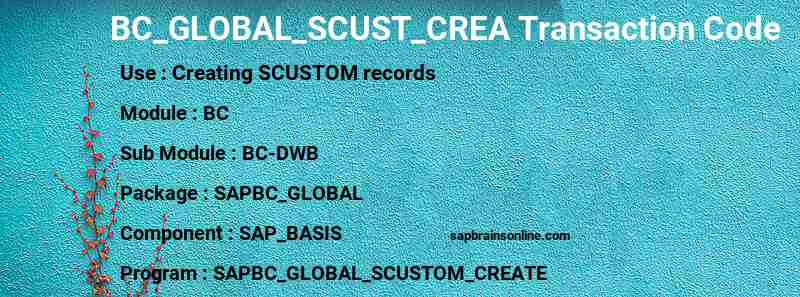 SAP BC_GLOBAL_SCUST_CREA transaction code