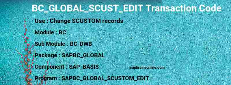 SAP BC_GLOBAL_SCUST_EDIT transaction code
