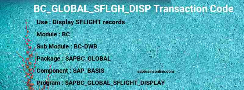 SAP BC_GLOBAL_SFLGH_DISP transaction code