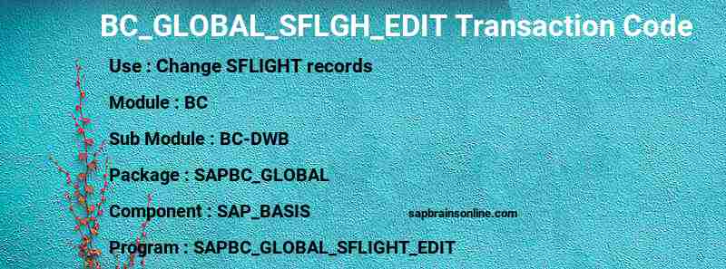 SAP BC_GLOBAL_SFLGH_EDIT transaction code