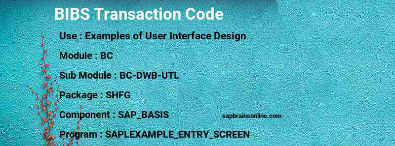 SAP BIBS transaction code