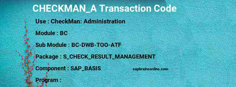 SAP CHECKMAN_A transaction code