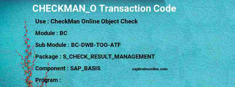 SAP CHECKMAN_O transaction code