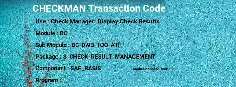 SAP CHECKMAN transaction code
