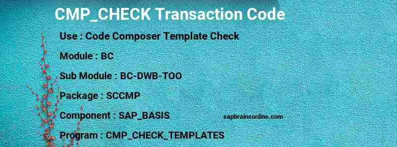 SAP CMP_CHECK transaction code
