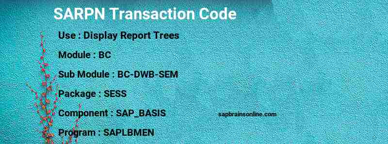SAP SARPN transaction code
