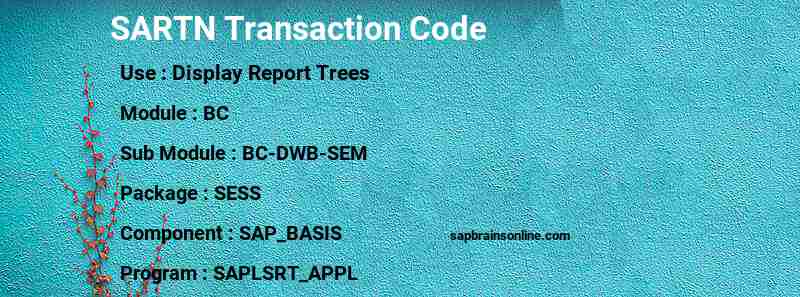 SAP SARTN transaction code