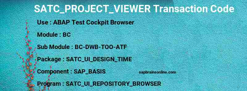 SAP SATC_PROJECT_VIEWER transaction code