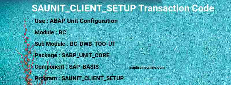 SAP SAUNIT_CLIENT_SETUP transaction code