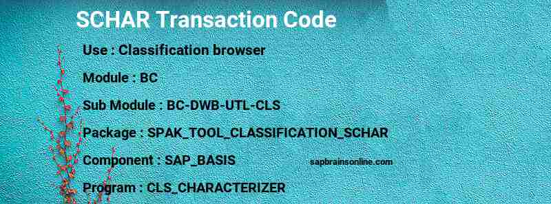 SAP SCHAR transaction code