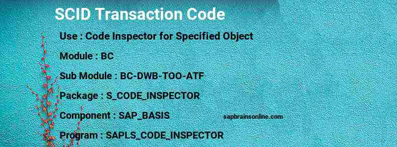 SAP SCID transaction code