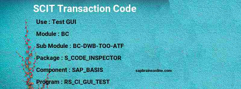 SAP SCIT transaction code