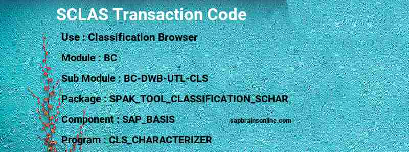 SAP SCLAS transaction code