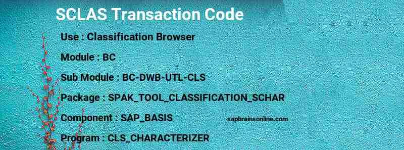 SAP SCLAS transaction code
