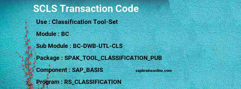 SAP SCLS transaction code