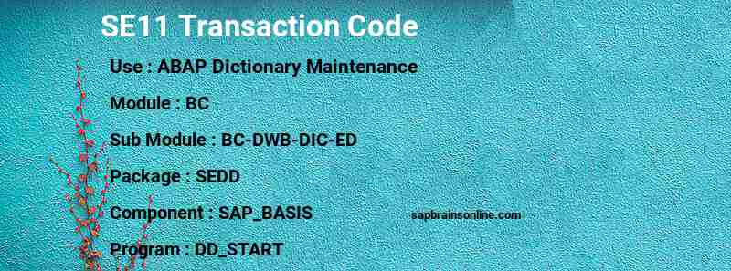 SAP SE11 transaction code