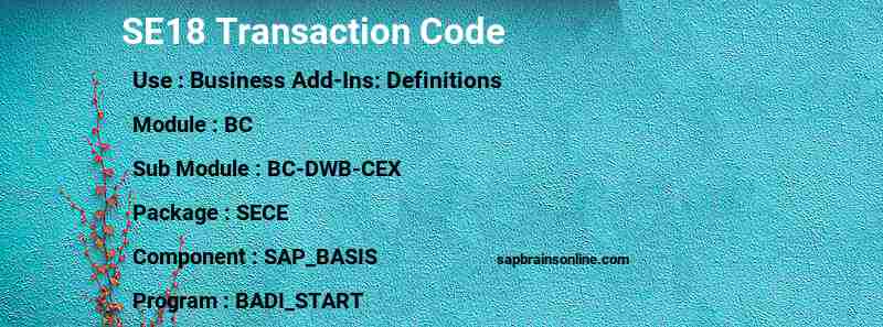 SAP SE18 transaction code