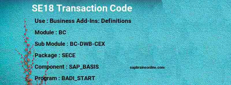 SAP SE18 transaction code