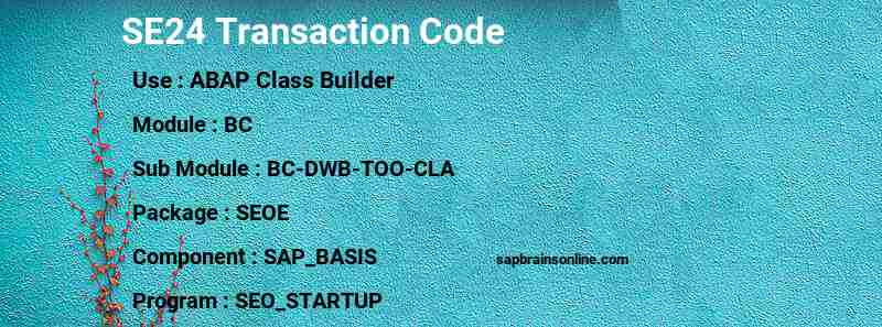 SAP SE24 transaction code