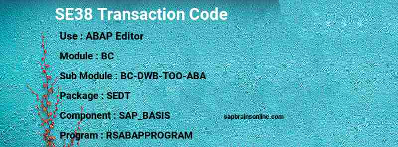 SAP SE38 transaction code