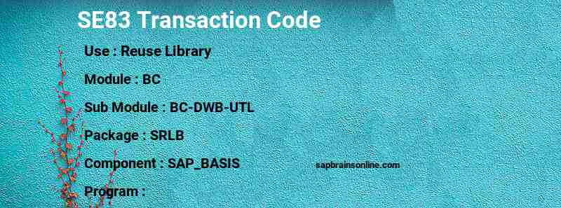 SAP SE83 transaction code