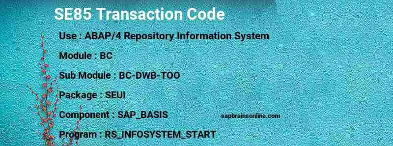 SAP SE85 transaction code