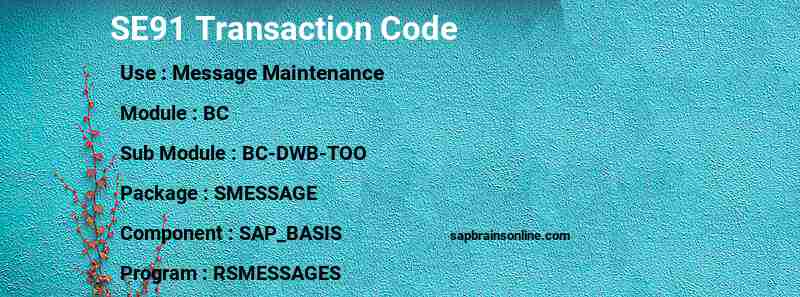 SAP SE91 transaction code