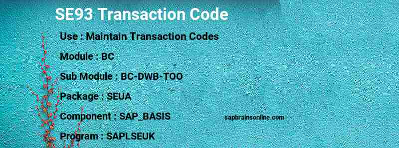 SAP SE93 transaction code