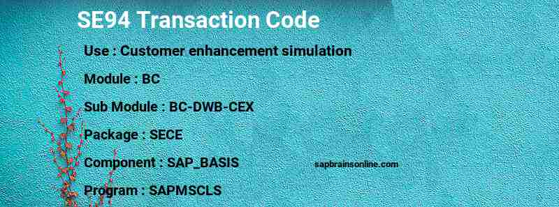SAP SE94 transaction code