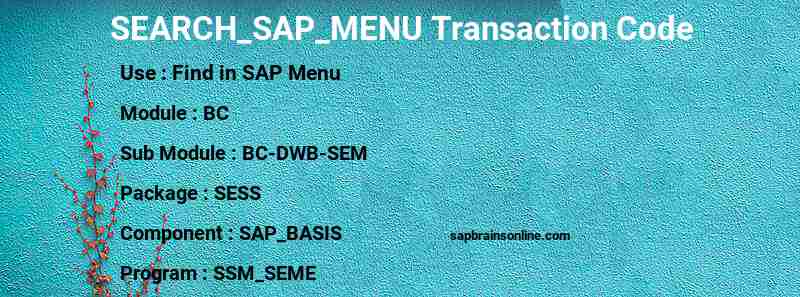SAP SEARCH_SAP_MENU transaction code