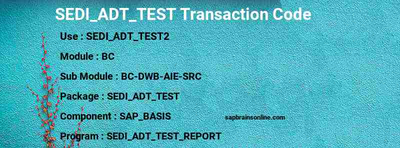 SAP SEDI_ADT_TEST transaction code