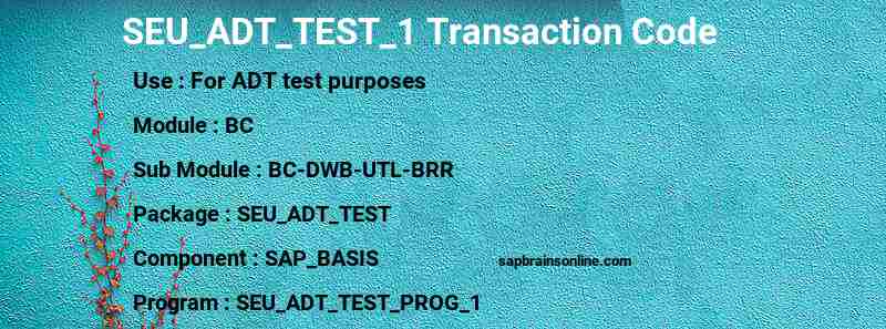 SAP SEU_ADT_TEST_1 transaction code