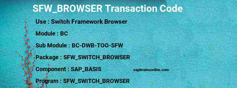 SAP SFW_BROWSER transaction code