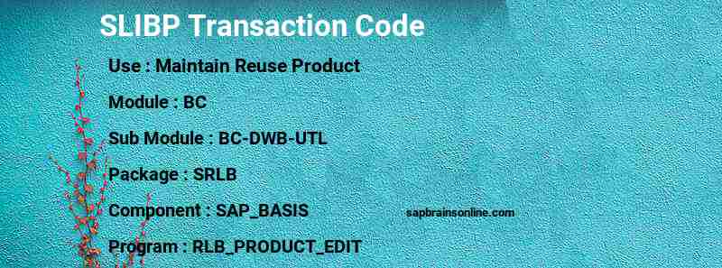 SAP SLIBP transaction code