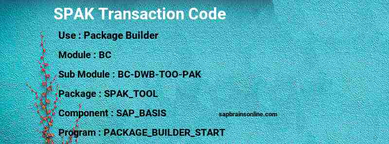 SAP SPAK transaction code