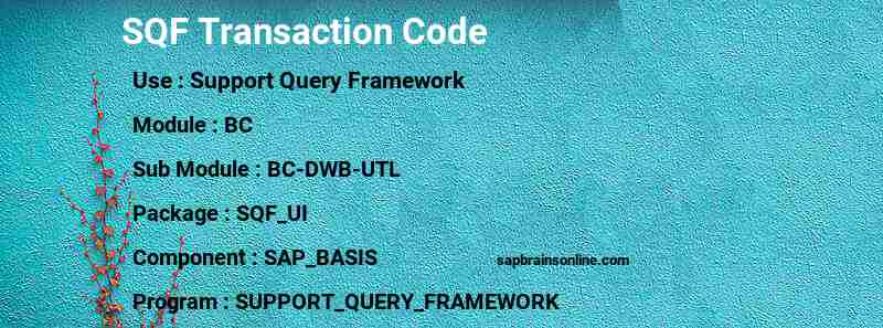 SAP SQF transaction code