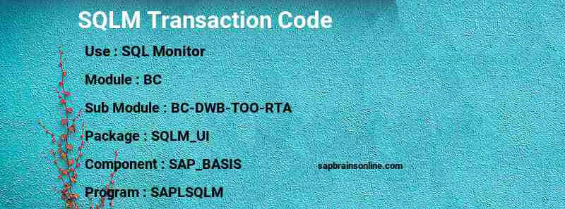 SAP SQLM transaction code