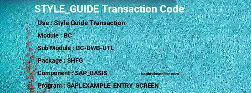 SAP STYLE_GUIDE transaction code