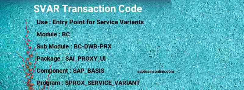 SAP SVAR transaction code
