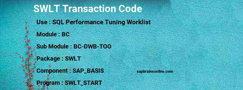 SAP SWLT transaction code