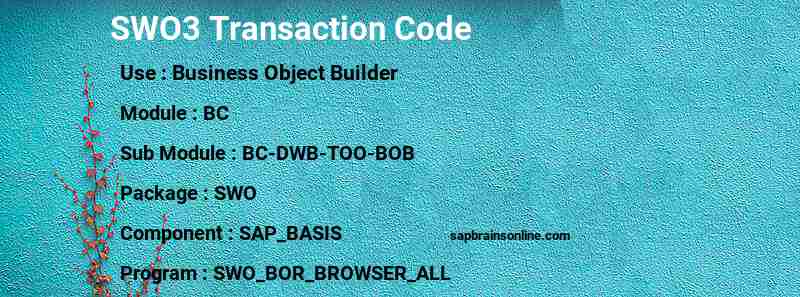 SAP SWO3 transaction code