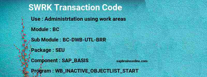SAP SWRK transaction code