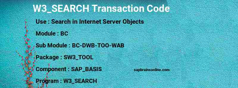 SAP W3_SEARCH transaction code