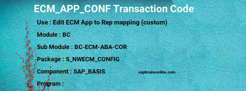 SAP ECM_APP_CONF transaction code