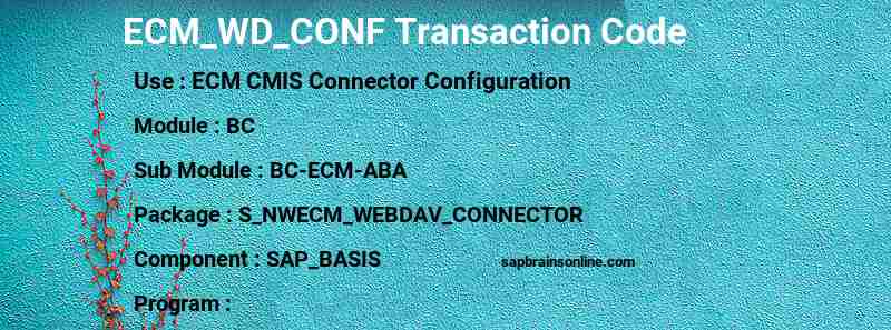 SAP ECM_WD_CONF transaction code